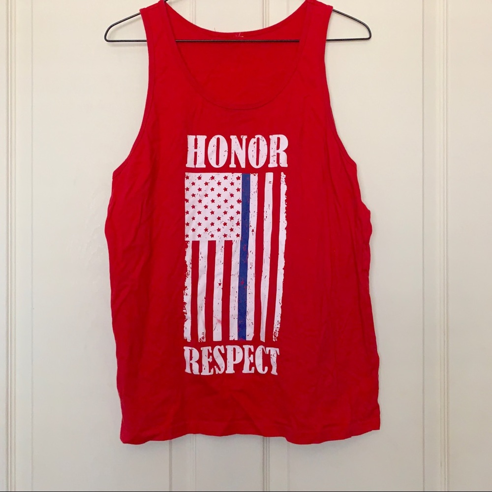 Honor respect American flag red tank